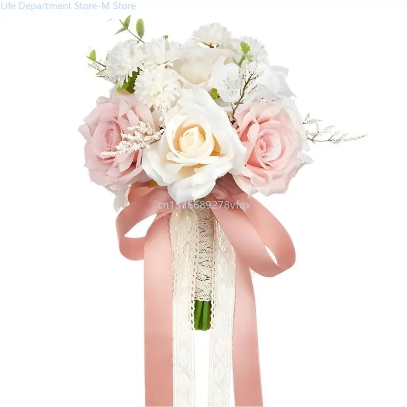 

Comfortable Artificial Roses Wedding Bouquet Beautiful Handheld Artificial Flower Bunch Delicate Bride Bunch Wedding