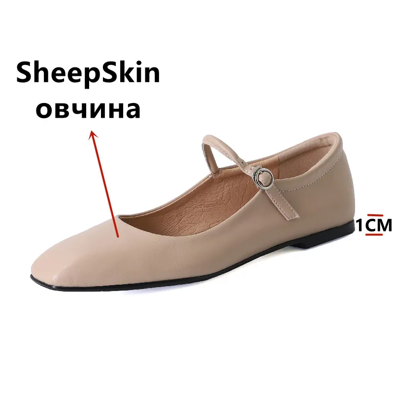 FEDONAS Spring Summer Women Flats Concise Elegant Square Toe Genuine Leather Mary Janes Shoes Woman Office Ladies Casual Comfort