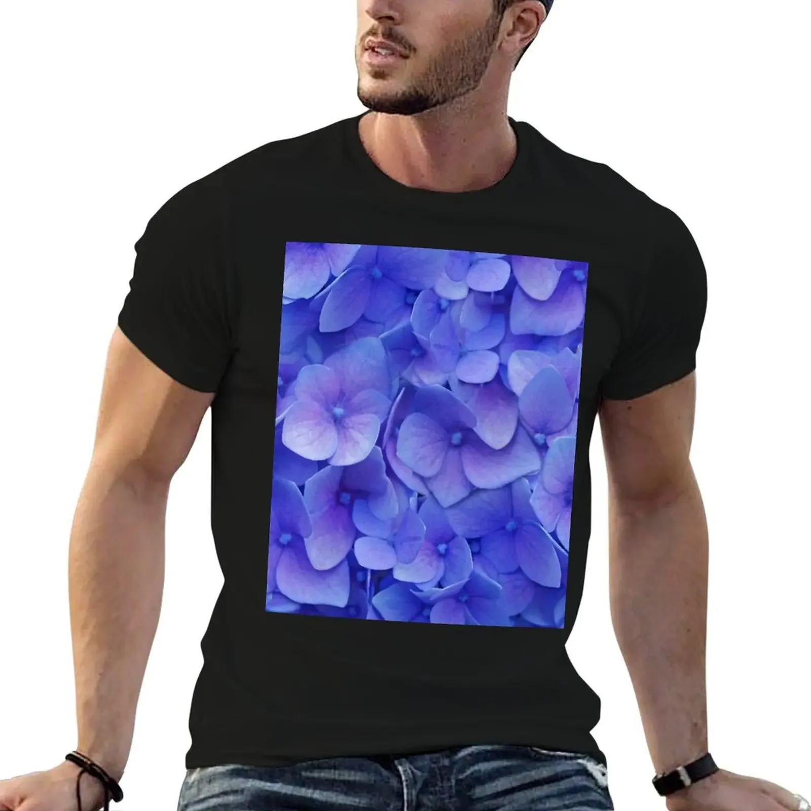 

Hydrangea blue T-Shirt T-shirts oversize luxury t-shirt anime stuff vintage anime shirt mens workout shirts