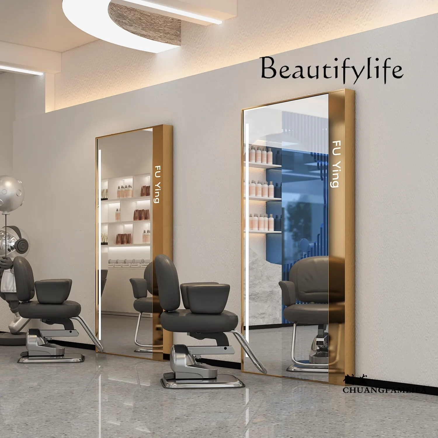 

Barber shop mirror hair salon special hair salon mirror table single and double-sided perm and dyeing floor hair cutting mirror