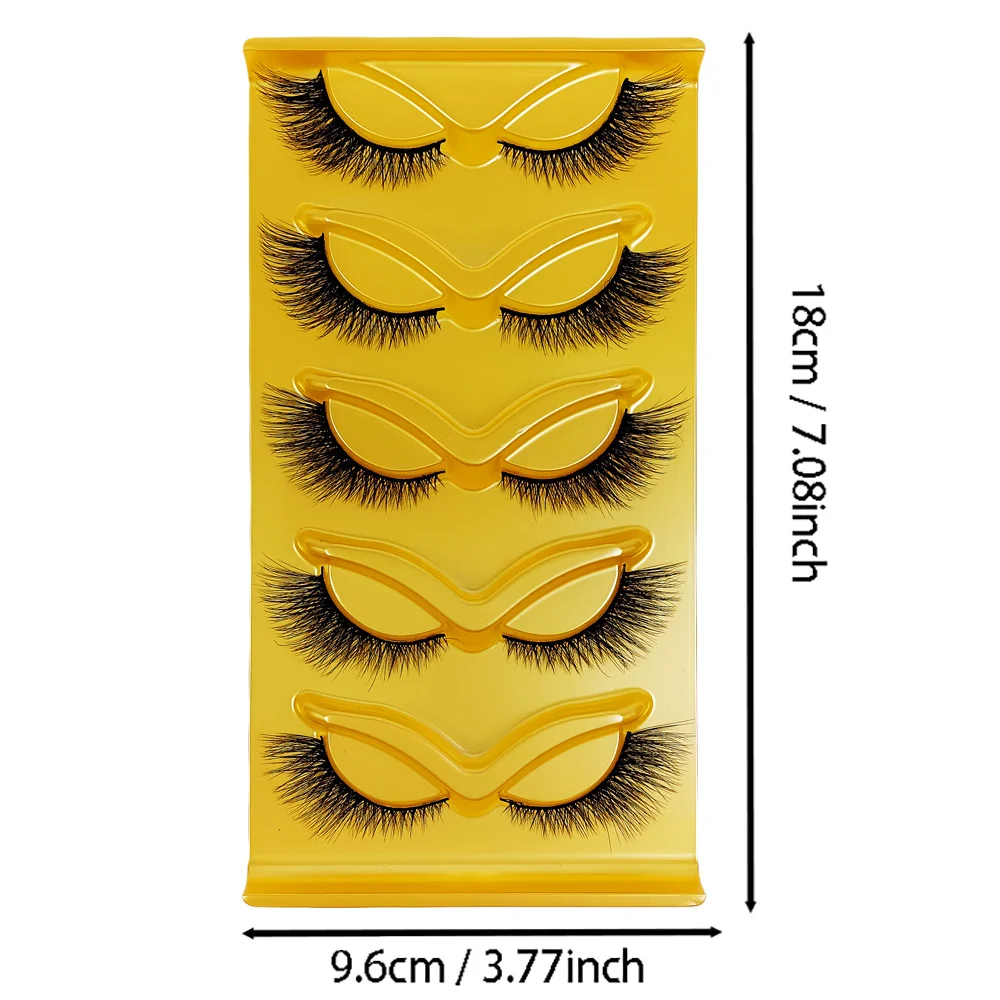 رموش منك صناعية منفوشة ، رموش صناعية مريحة ، إطالة لطرف العين ، تجعيد طويل ، سميك ، كل المطابقة ، 5 أزواج #4