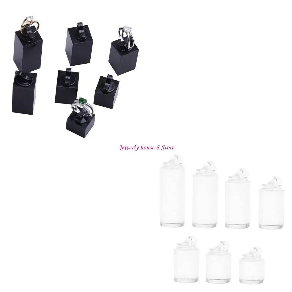 

Pack of 7 Practical Sturdy Acrylic Rings Display Stands Portable Accessory for Jewelry Showcases and Exhibitions
