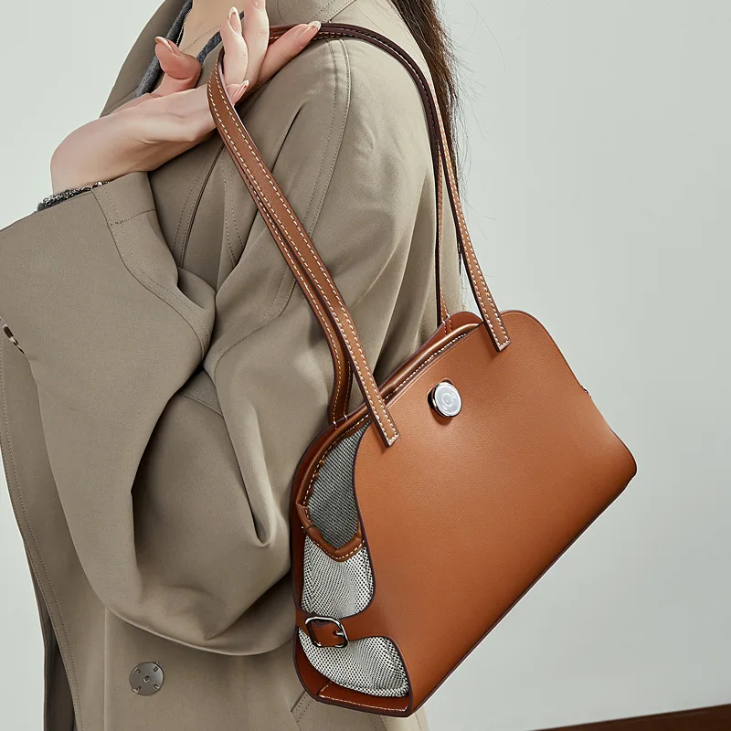 

Designer Genuine Leather Shoulder Bag Luxury High Quality Shell Shape Purse Vintage Fashion Underarm Bag for Women Handbag