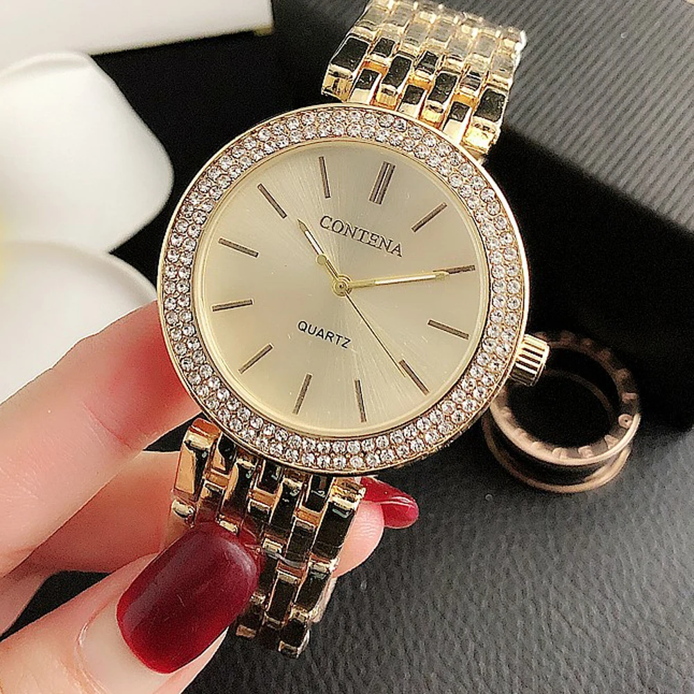 Luxury Rhinestone Watch Top Brand Women Watches Fashion Gold Women\'s Watches Stainless Steel Ladies Watch Clock Gifts for Women