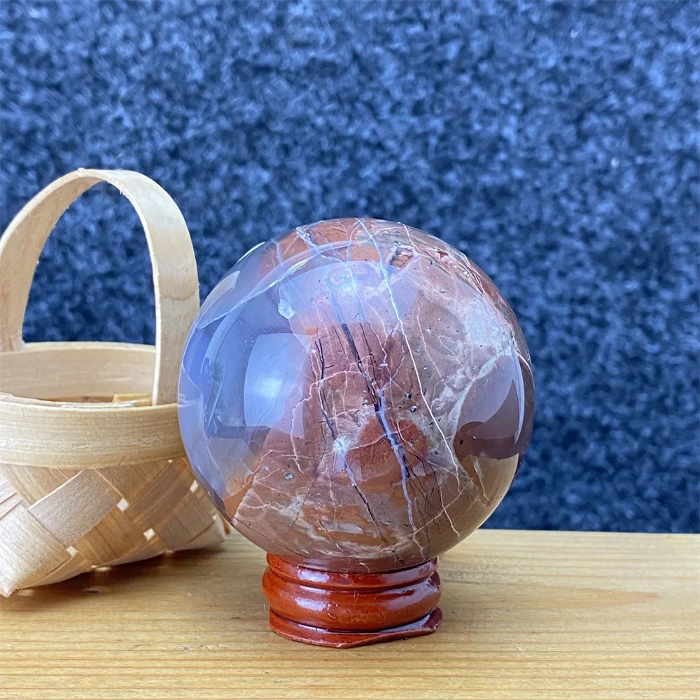 Natural Football Agate Crystal Energy Healing Gemstone Reiki Meditation Chakra Sphere for Home Decor & Witchcraft Holiday Gift