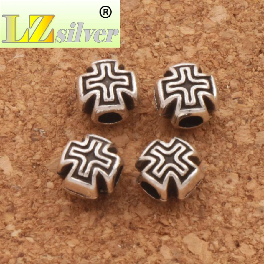 Hollow Cross Engraved Beads 6.2X5.9mm 60PCS Zinc Alloy Christian Spacer L1766 Fashion Jewelry Findings Components