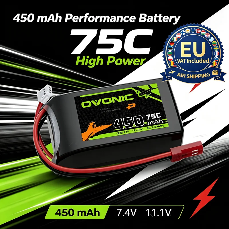 Upgrade OVONIC 75C 450mAh 7.4V 11.1V Lipo Battery For RC Helicopter Quadcopter FPV Racing Drone Parts 2S/3S Battery