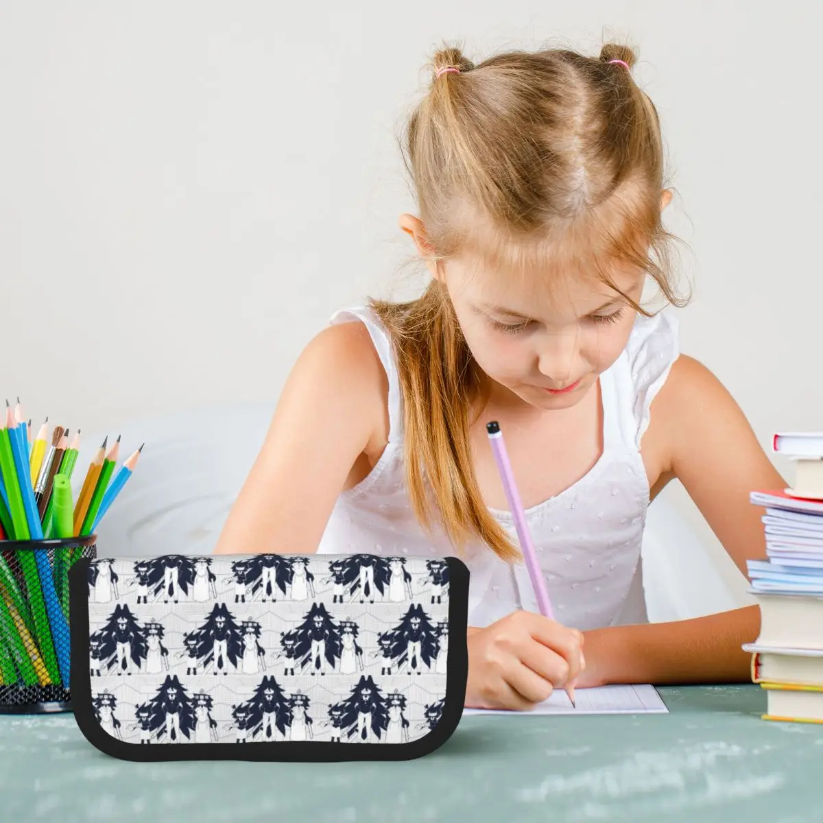 FPE Miss Circle Doodle Cartoon Game Pencil Cases Pen Holder Large Capacity Pen Box Pencil Bag for Boy Girl School