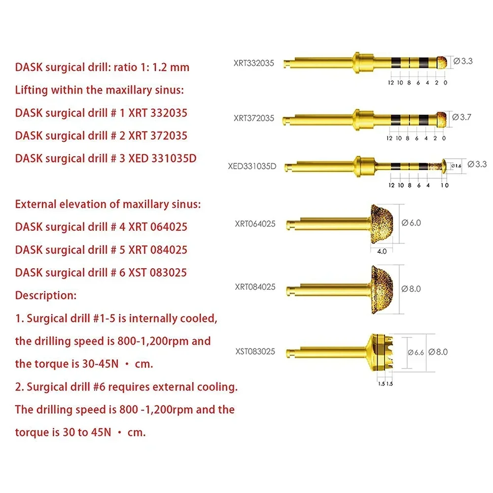 100% originale Dentiums Dentalss Implants Drills Maxillarys Advanceds Sinus Tool Kit