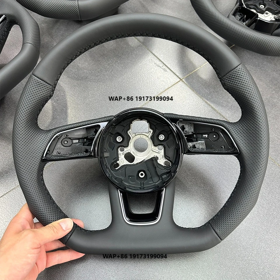 

For 2017-2024 Audi-A3 A4 A5 S3 S4 S5 Full Perforated Semi-Perforated Leather Flat-Bottom Sports Steering Wheel