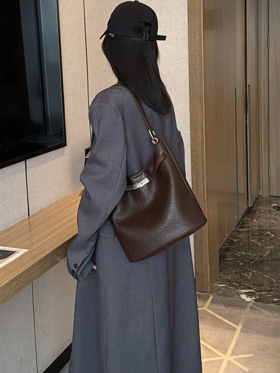 

Сумка-ведро Tongfeng из высококачественной кожи, большая вместительная сумка через плечо, модная трендовая женская модель осень-зима, новинка