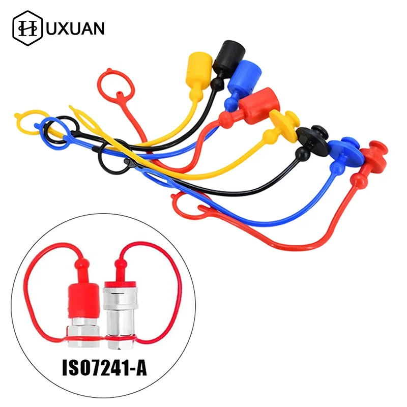 1/5Pairs 1/2 ISO-A Hydraulic Quick Coupler Male Dust Cap And Female Plug Cover Fits Hydraulic Quick Disconnects Coupler