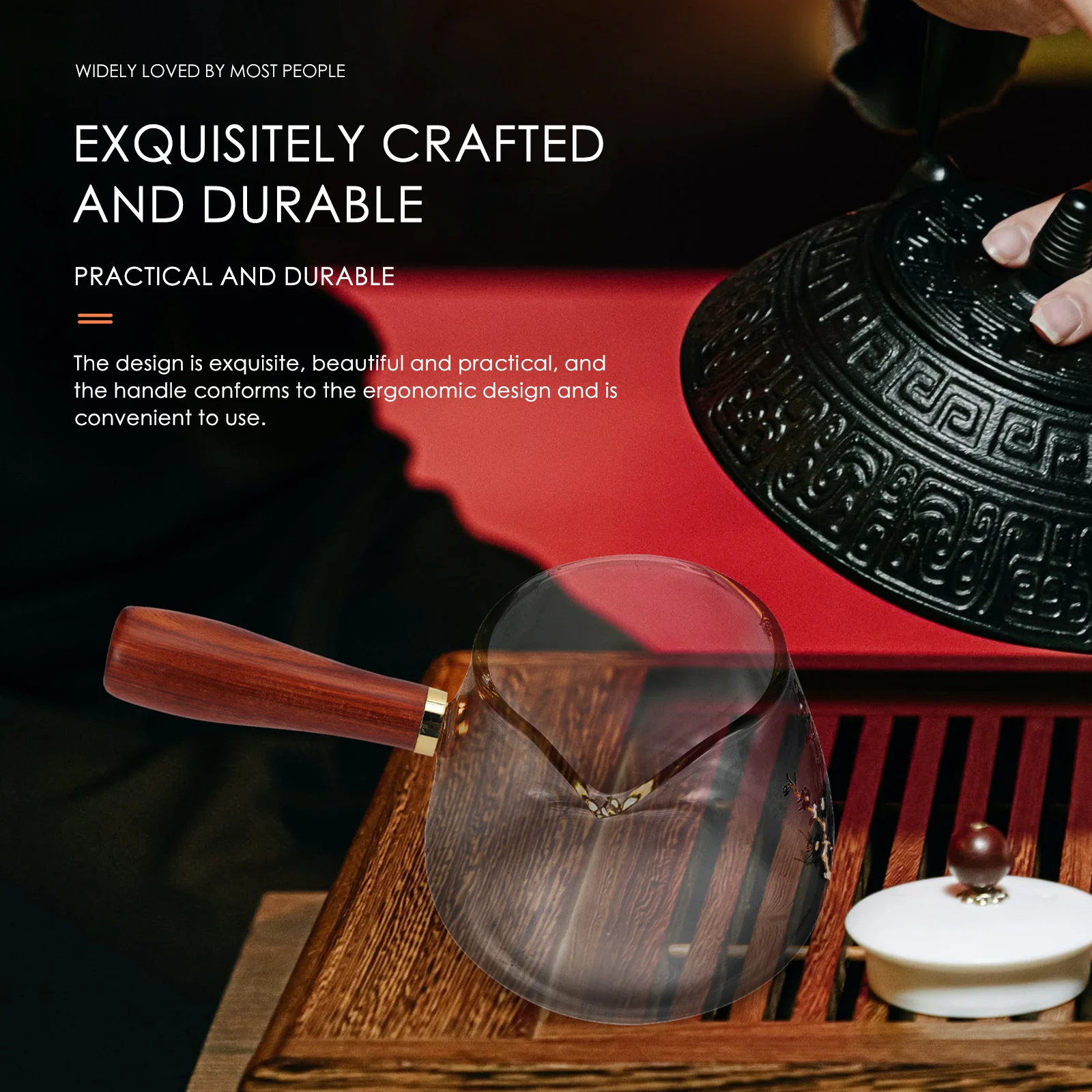 

Practical Wooden Handle Glass Milk Cup Anti-Scalding Design Exquisite Fair Cup Widely Used Material