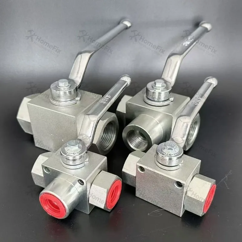 1PC KHB3K 3 Way High Pressure Hydraulic Shut Off Ball Valve Fixed Stop