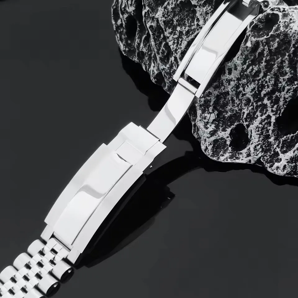 ل Sub Log NH34 NH35 ساعة سوار 904L الفولاذ المقاوم للصدأ الإنزلاق قفل المشبك 20 مللي متر عرض الفضة الرئاسية الصلبة معصمه #3