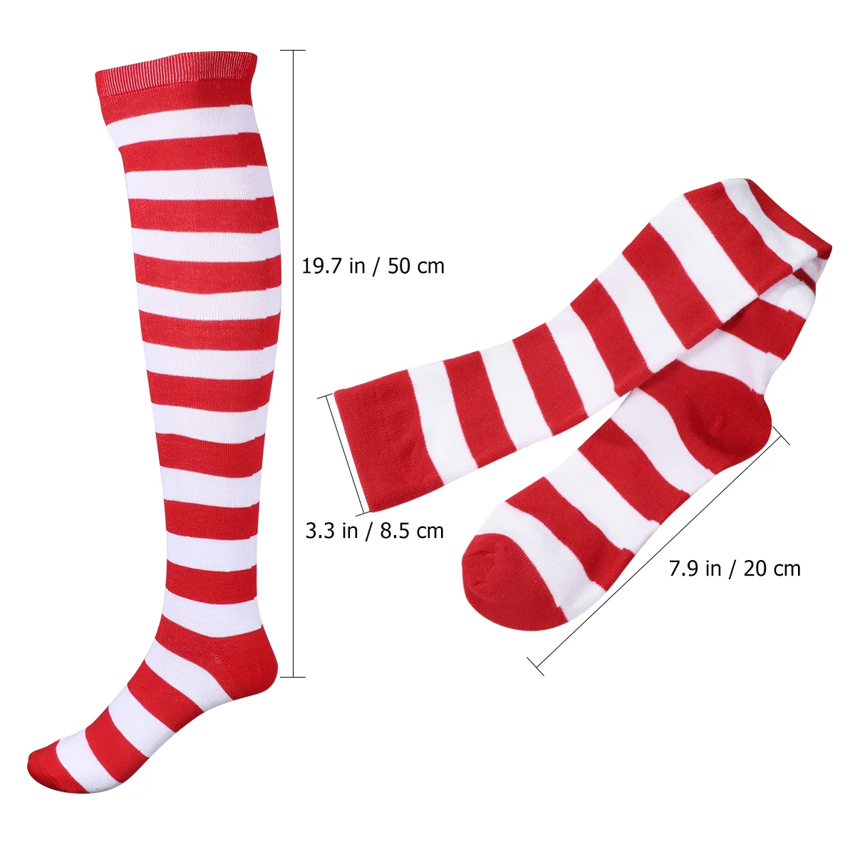 BESTOYARD Christmas Red White Stockings Thigh High Striped Over Knee Socks for Women Girls (Average Size)