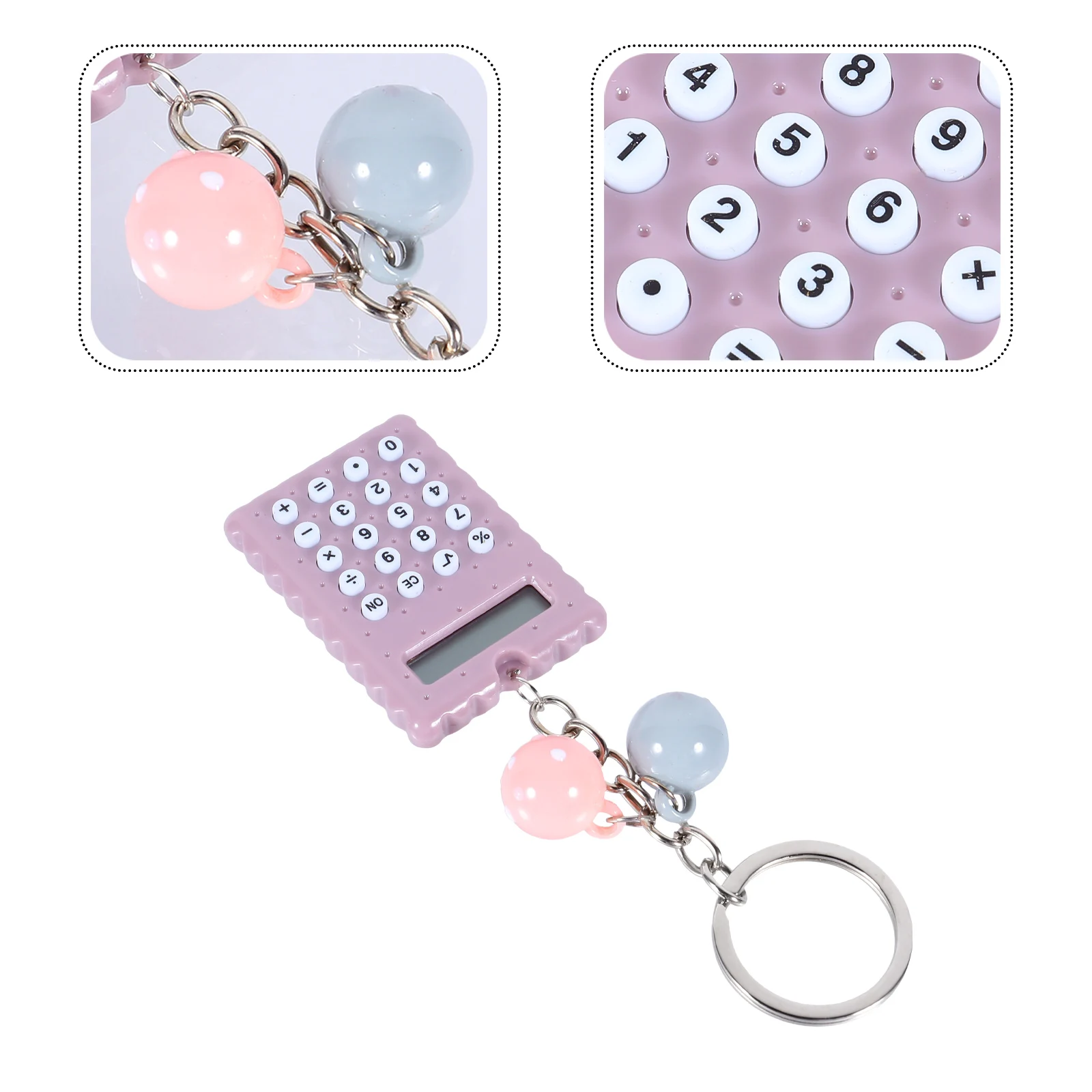 

Mini Calculator 8- Display Durable Stainless Steel Portable Keychain Cute Kawaii Pocket Stationery For Students