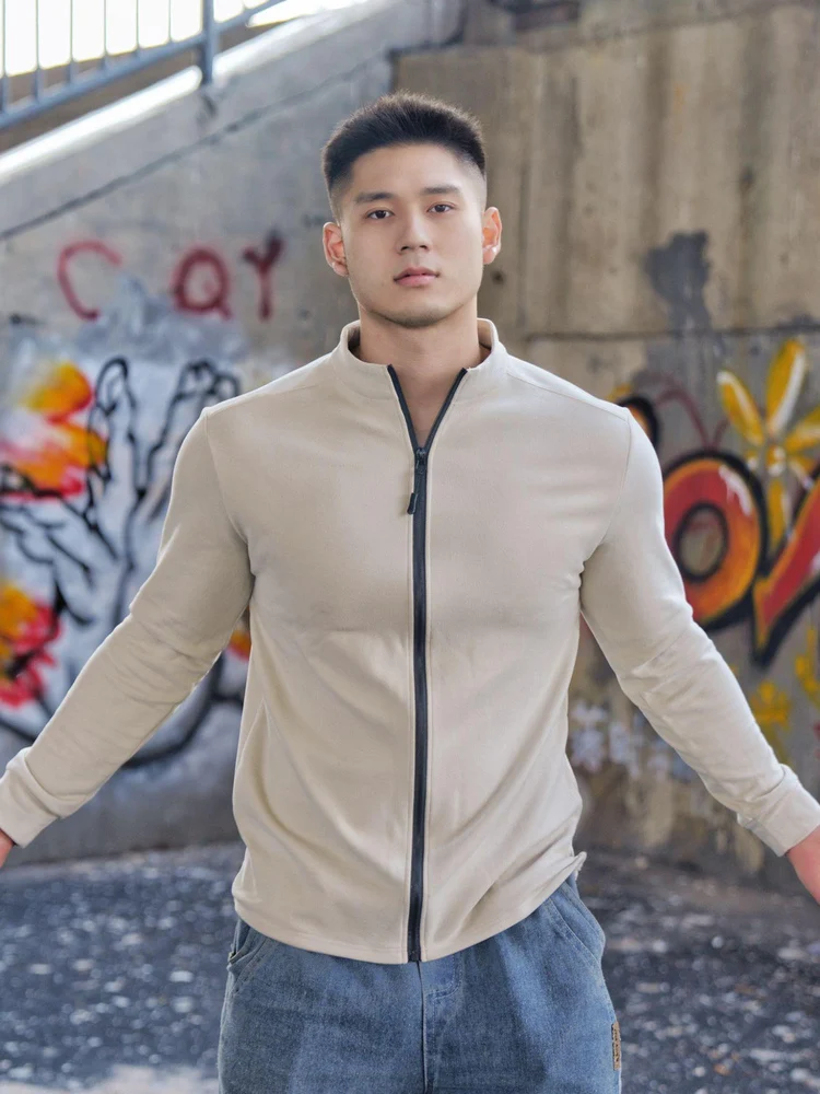 

Men's Casual Warmth-Filled Jaet Zipper Closure Stand Collar Inner Thiened Top for Autumn Winter Sports Scenarios