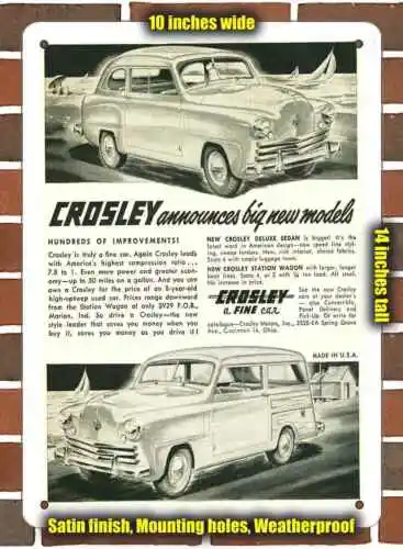 Metal Sign - 1949 Crosley sedan wagon - 10x14 inches