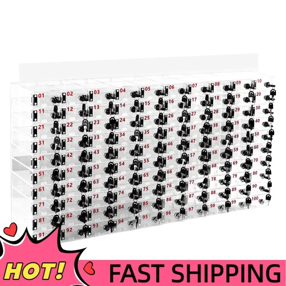 

100-слотовый шкаф для хранения телефонов с дверными замками и ключами Сейф для мобильного телефона Прозрачный акрил для школы, фабричного офиса