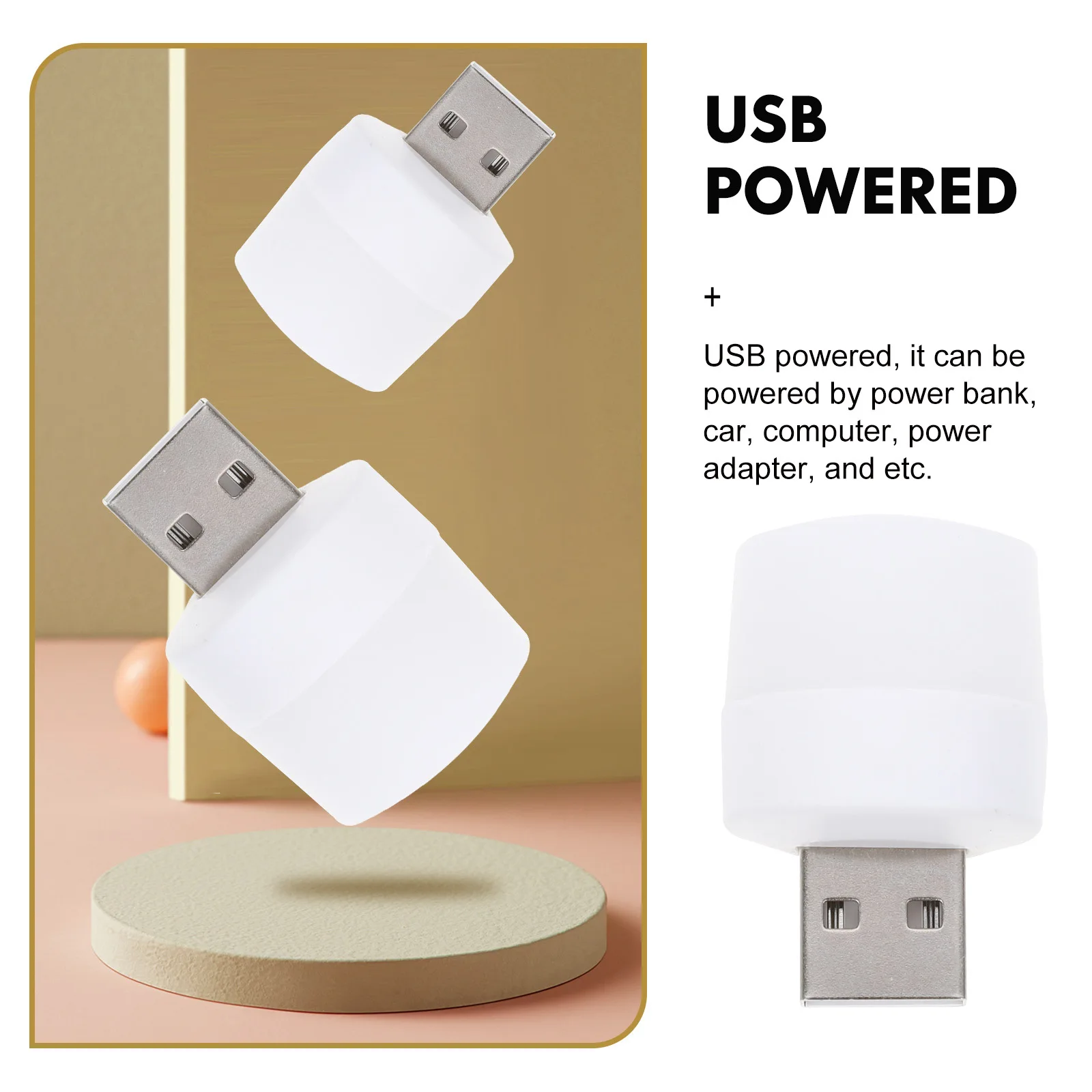 

10 Pcs Usb Lamp Portable Night Light Car Ambient Lighting Interior Atmosphere Lights for Led Laptop