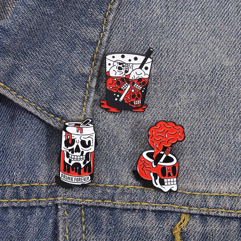 Bros tengkorak bergaya gelap, asbak unik, cangkir cola, aksesori logam bergaya punk keren dan trendi yang dapat dipersonalisasi