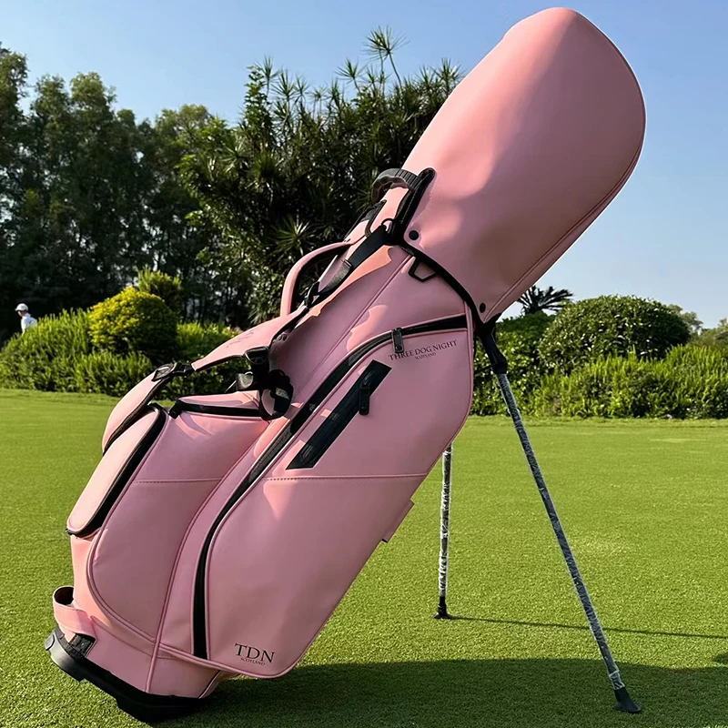

Fashion Light Luxury Women's Golf Stand Bag 5 Way Divider Golf Cart Bag Premium Synthetic Leather Dual Shoulder Straps with Mult