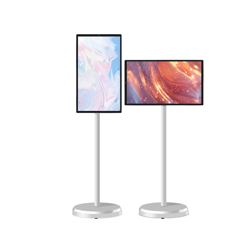 Indoor 21.5" IPS LED LCD White Android Smart Portable TV HDTV Monitor Touch Screen With Built-in Camera