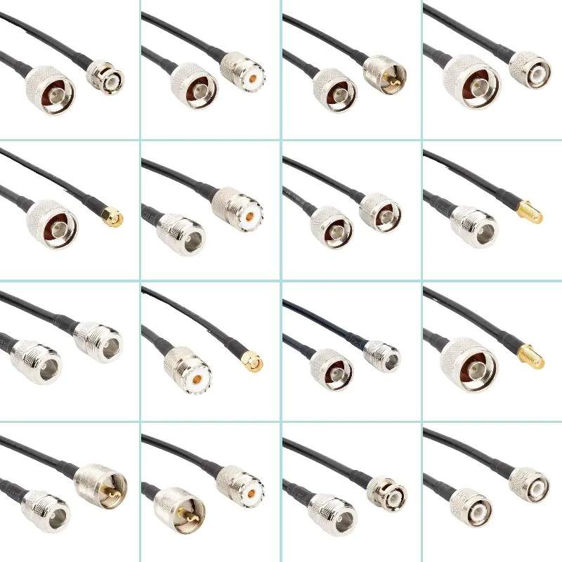 RG58 Kabel typu N do BNC UHF PL259 SO239 TNC Złącze męskie żeńskie UHF N M BNC TNC Zaciskane dla RG58 50ohm Szybka dostawa Mosiądz RF