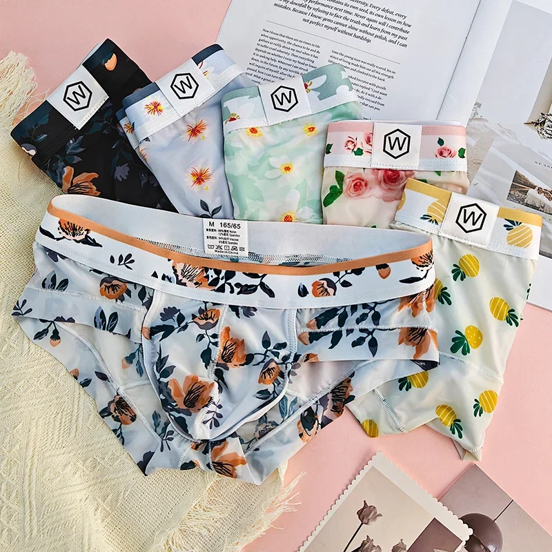 رجل شبكة حريرية الجليد ملخصات الصيف تنفس سريعة الجافة ملابس داخلية منقوشة سراويل الذكور مثير رقيقة جدا U الانتفاخ الحقيبة السروال #6