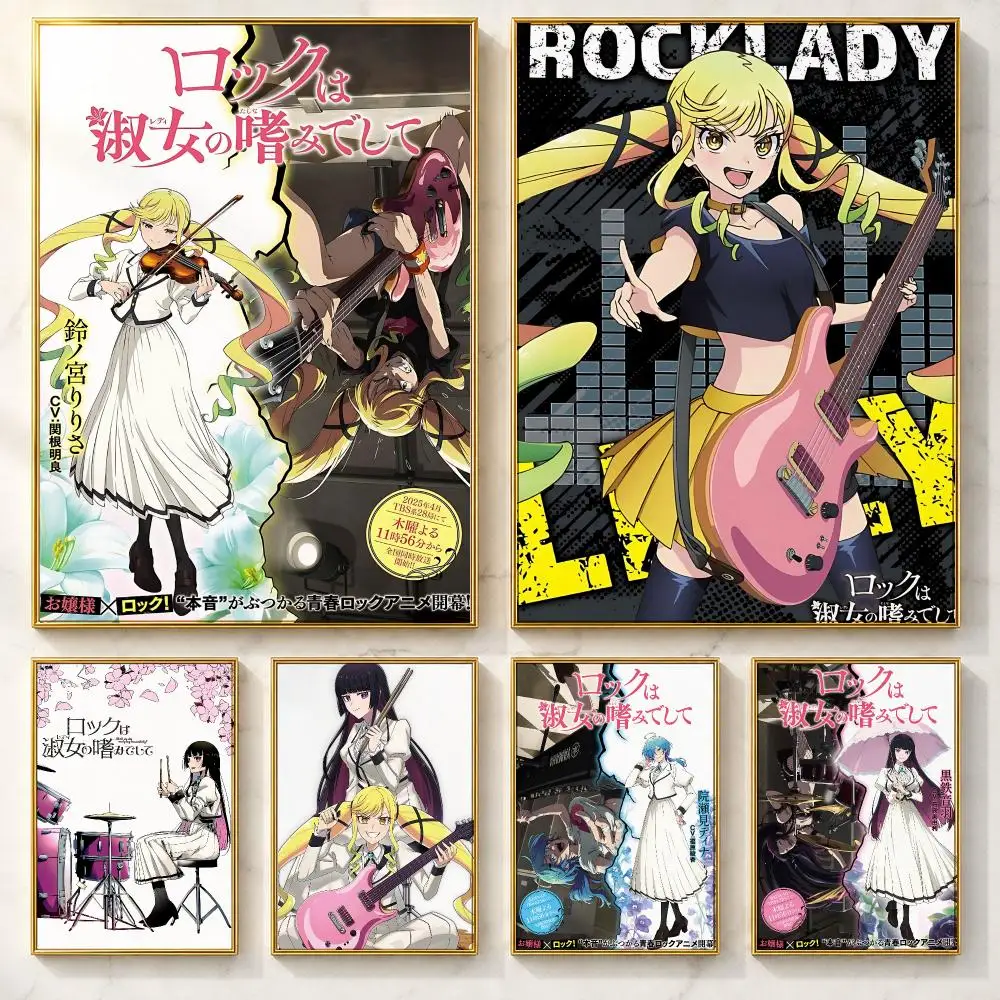 Music Coming-of-Age Anime R-Rock Is a Lady's ModestyS Poster Self-adhesive Art Poster Decoracion Painting Wall Art White Kraft