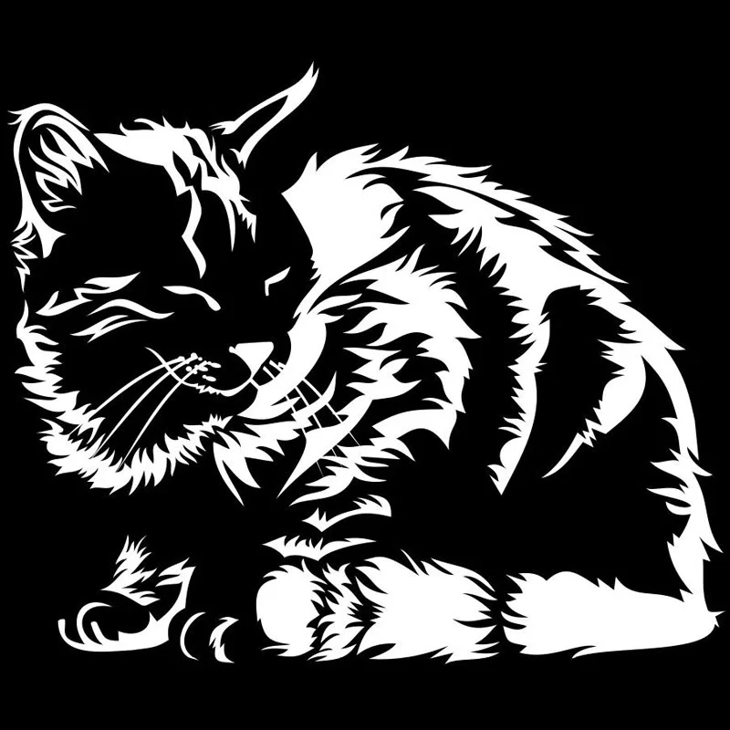 Car Sticker Sleeping Cat Animal Car Sticker Funny Window Decoration Decal Motorcycle Accessories Black/White,15cm*13cm