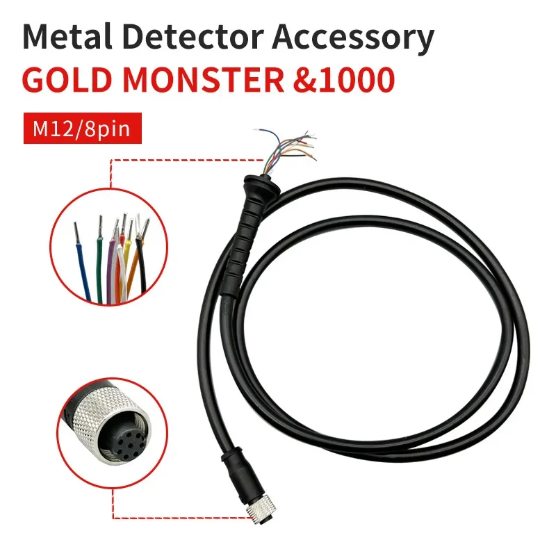 Metal Detector M12 8pin Cable for GOLD MONSTER 1000 Coil Repair