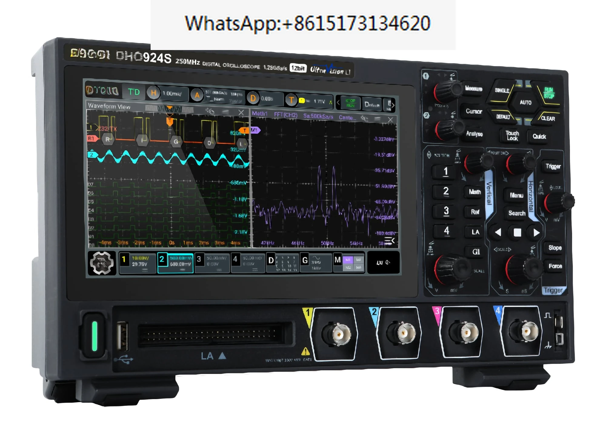 DHO914/914S/924/924S 4Channel 125/250MHz Digital Oscilloscope 12 Bit 1.25GSa/Sec 50MPts Depth