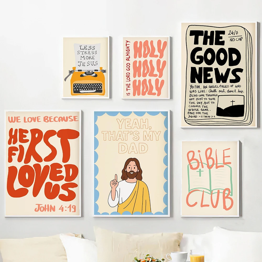 

The Good News Wall Art Funny Christian Print Holy Spirit Bible Verse Teen Faith Decor Preppy Spiritual Canvas Poster Painting