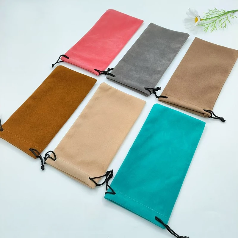 

Drawstring Storage Pouch -‌ Flocked Fabric for Glasses/Phone/Cosmetics/Key Organizer Travel Jewelry Bag with Anti-Scratch Lining