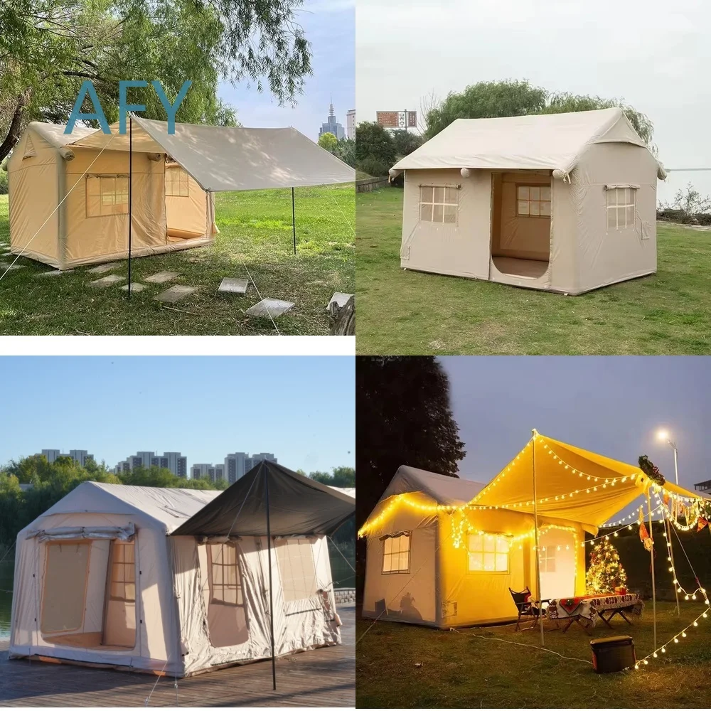 Waterproof Portable Inflatable Camping Tent for Family Outdoor Activities Canopy for Trade Show Four Seasons Use for 12 Sq M