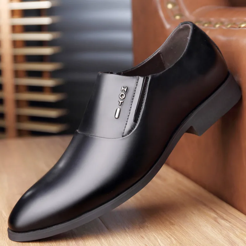 Black Leather Men\'s Dress Shoes Spring Autumn New Designer Low Heel Shoes Man Fashion Casual Solid Color Loafers Male