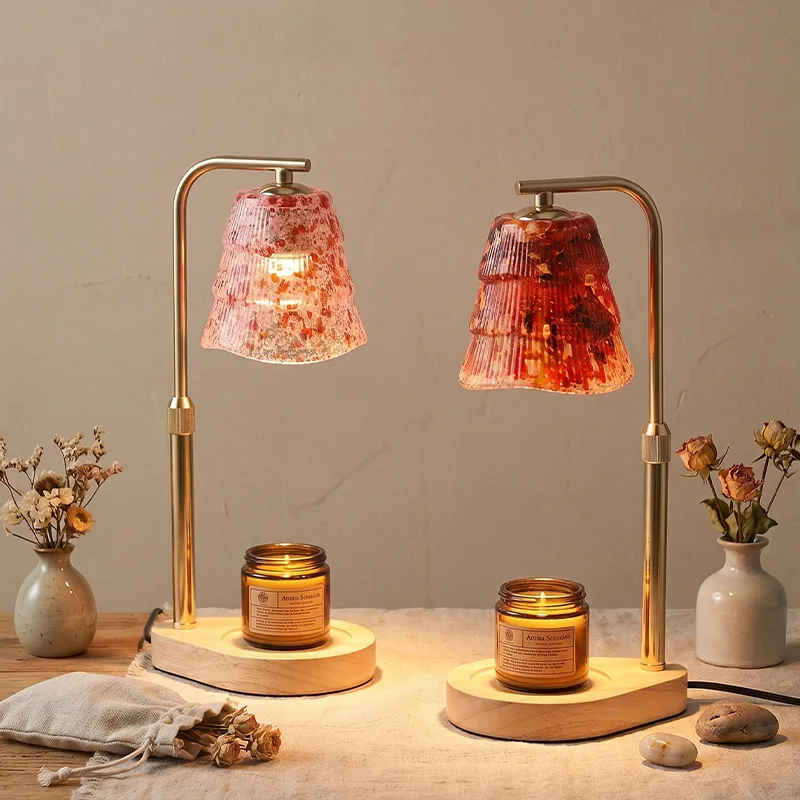 Adjustable Wood Candle Warmer Desk Lamp Flameless Aroma Melter For Bedroom Candle Decor Lighting