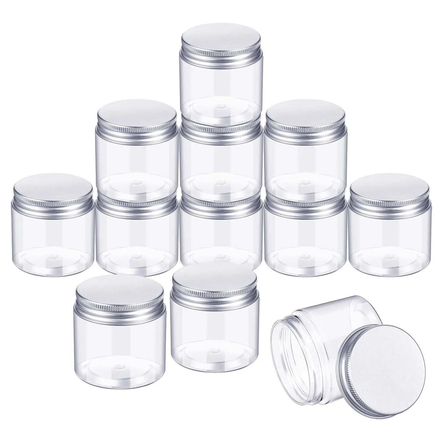 

250pcs 50g Plastic Jar with Lids Screw Tin Clear Container Empty Cosmetic Cream Powder Pot Makeup Box