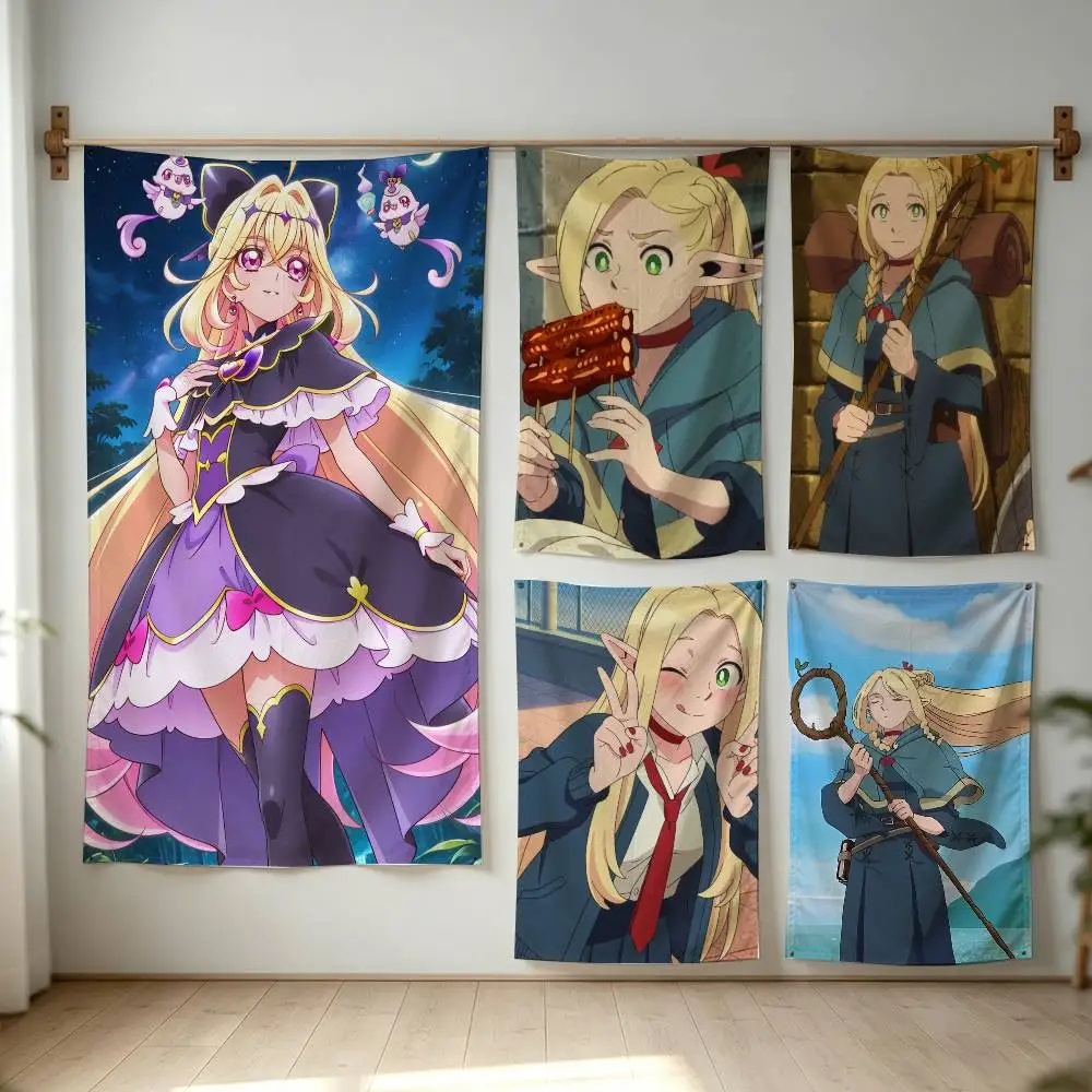 Delicious in Dungeon Anime Marcille Flag Digital Printing Banner for Garage Wall Out Door Decoration