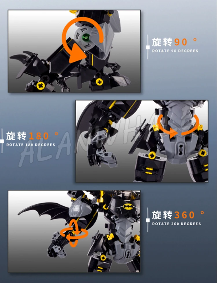 1181 قطعة سوبر مقاتلة BatMech الأسود روبوت المفاصل المنقولة المرآب منصة قاعدة 7143 لعبة مكعبات البناء متوافق مع النموذج