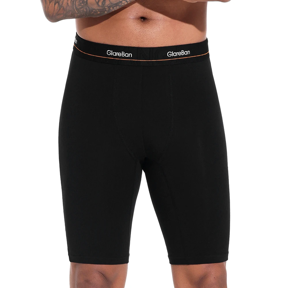 2 unidades de calzoncillos tipo bóxer de algodón negro para hombre, de tejido suave, con pernera larga, diseño clásico, ropa interior masculina de alta calidad, calzoncillos cómodos.