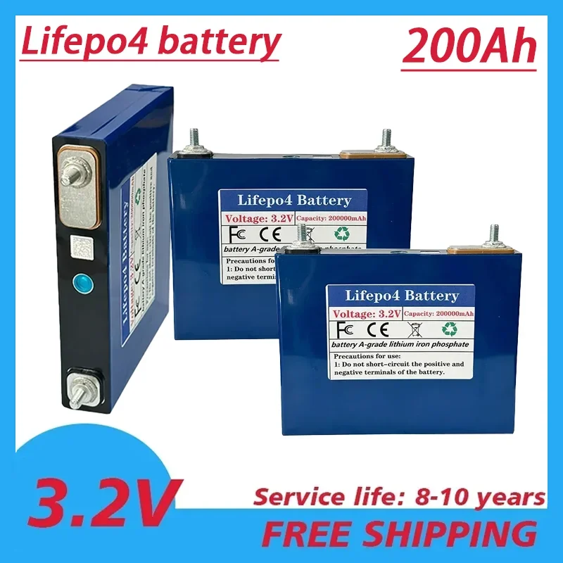 

LifePO4 Rechargeable Lithium Iron Phosphate Battery, Off Grid Solar System 200Ah 3.2V Suitable for Ships, Golf Carts UPS Motor