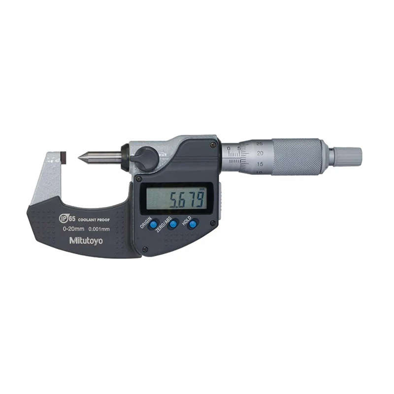 

Mitutoyo 342-271-30 CHM-20MX Point Spindle And Blade Anvil Digital Crimp Height Micrometers