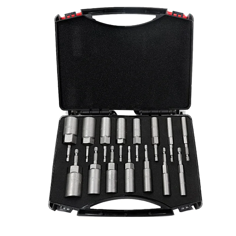 Tools 5.5Mm-19Mm Hex Socket Sleeve Nozzles Nut Driver Set Power Screwdriver Handle Tools Power Drills Impact Drivers