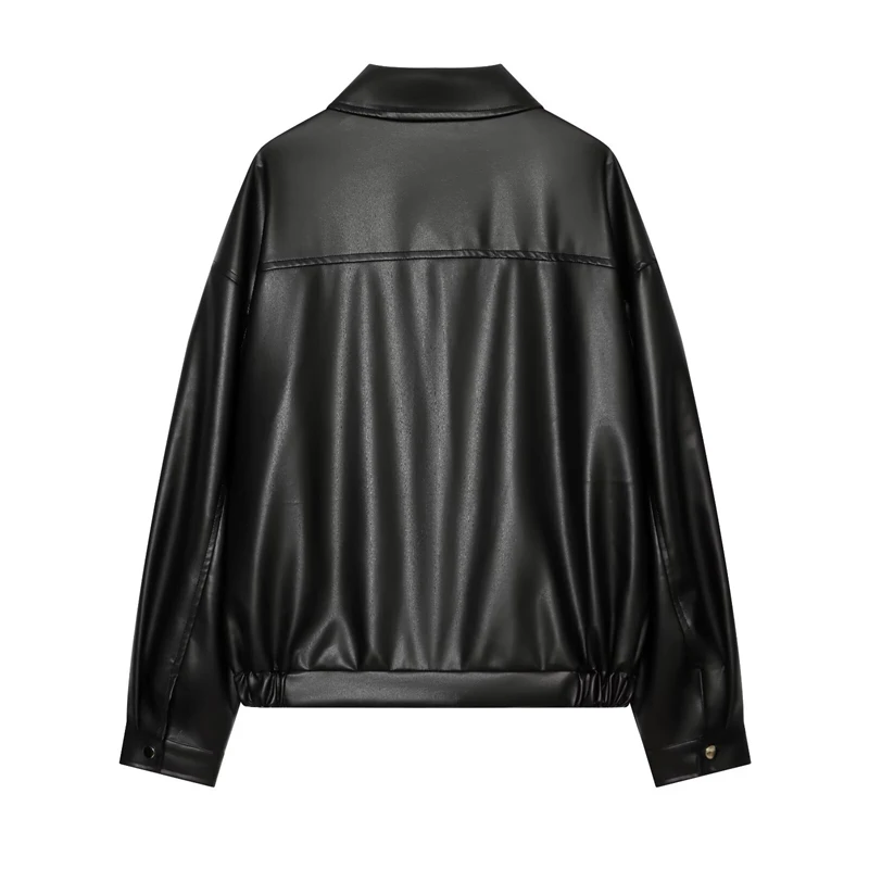 Guobioziy Women's Aviator Leather Jacket 2026 Spring＆Autumn CollectionFeaturing a Black Zipper EuropeanStylish Streetwear Design