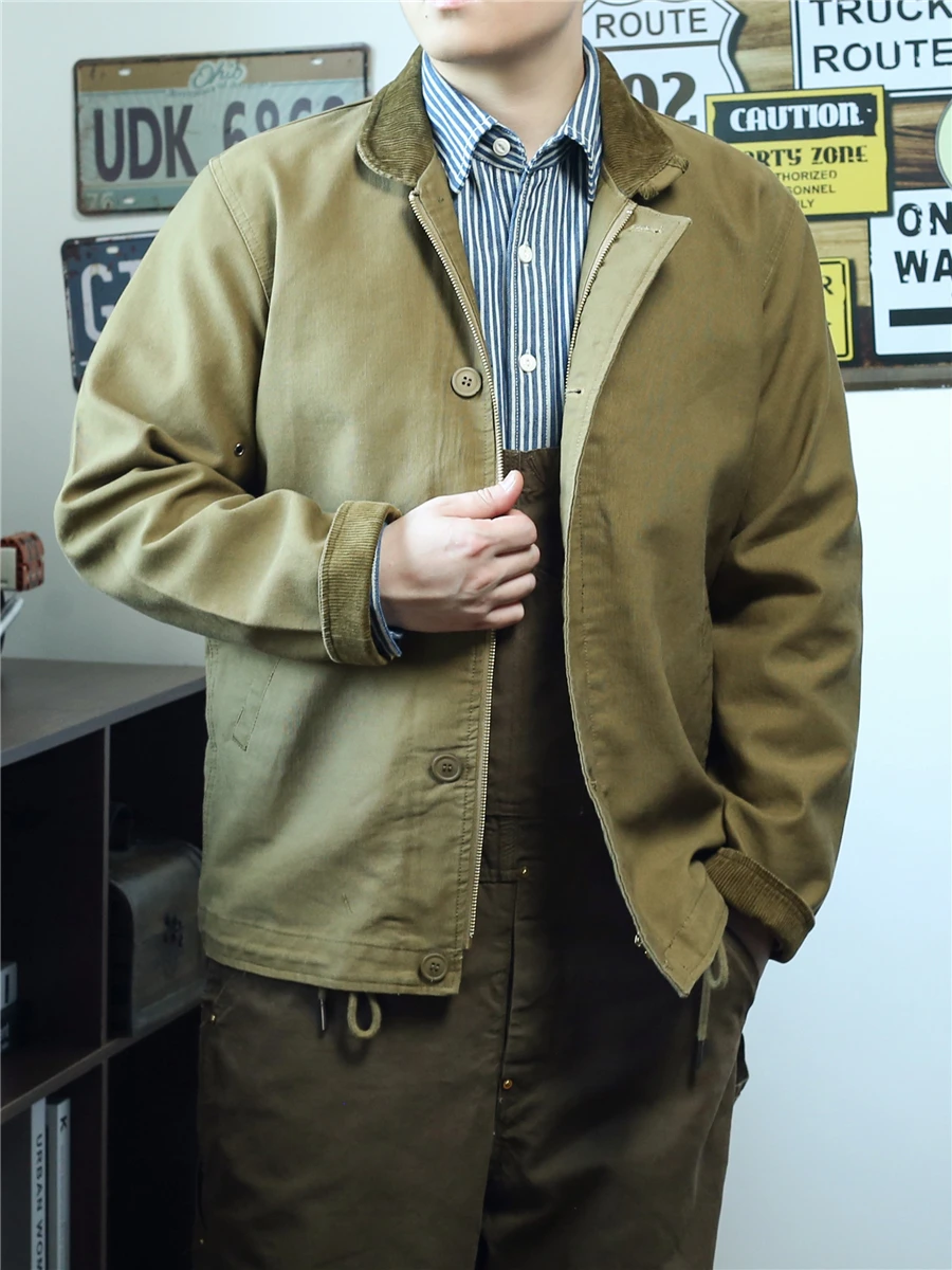 

American Sle Worn-Resistant Workwear Jaet Navy M Spring Autumn Cleanfit Outerwear Long Sve Stand Fit Youth Trend