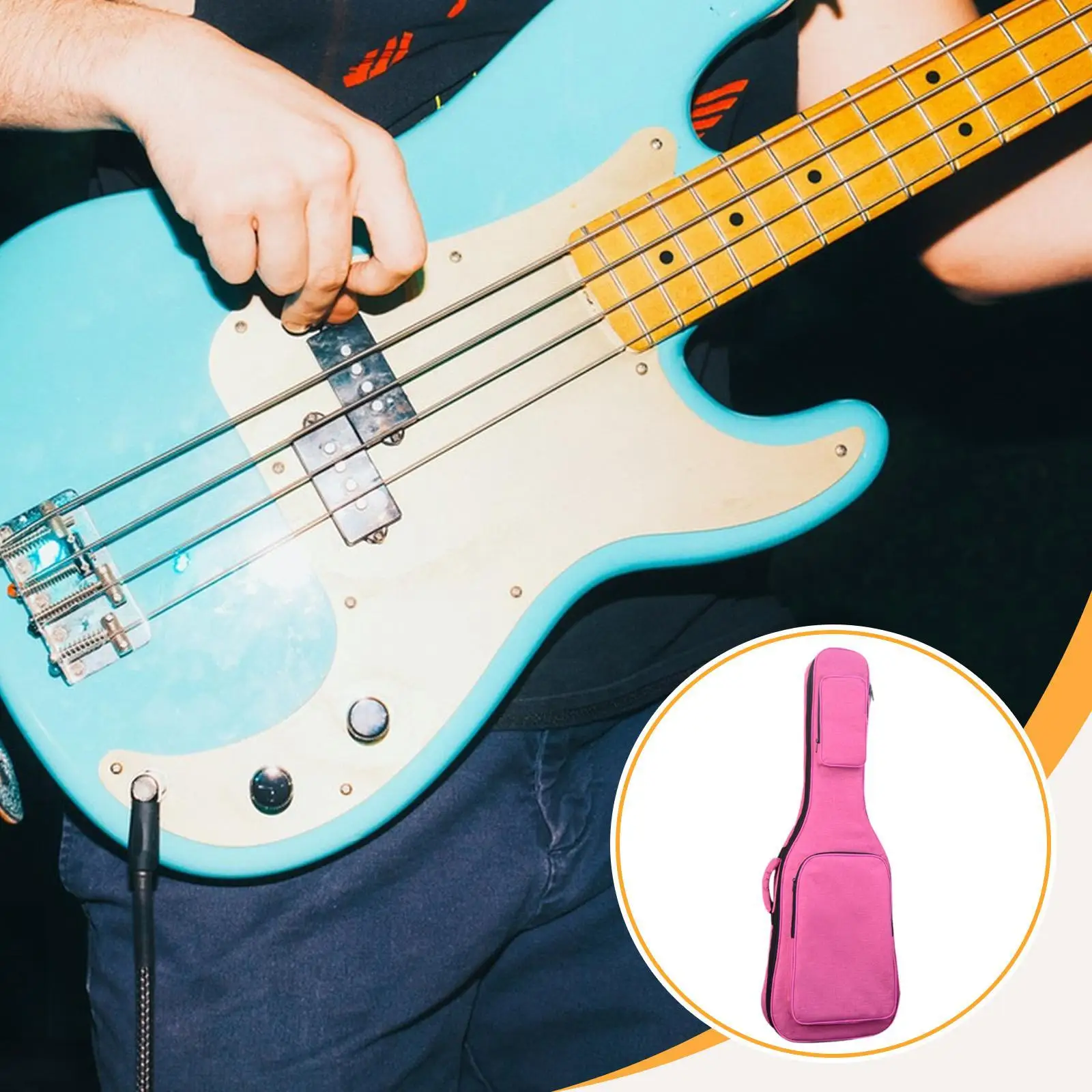 

Electric Bass Bag Bass Gig Bag Oxford Cloth Double Adjustable Shoulder Strap Thick Padding Waterproof Backpack with Pockets