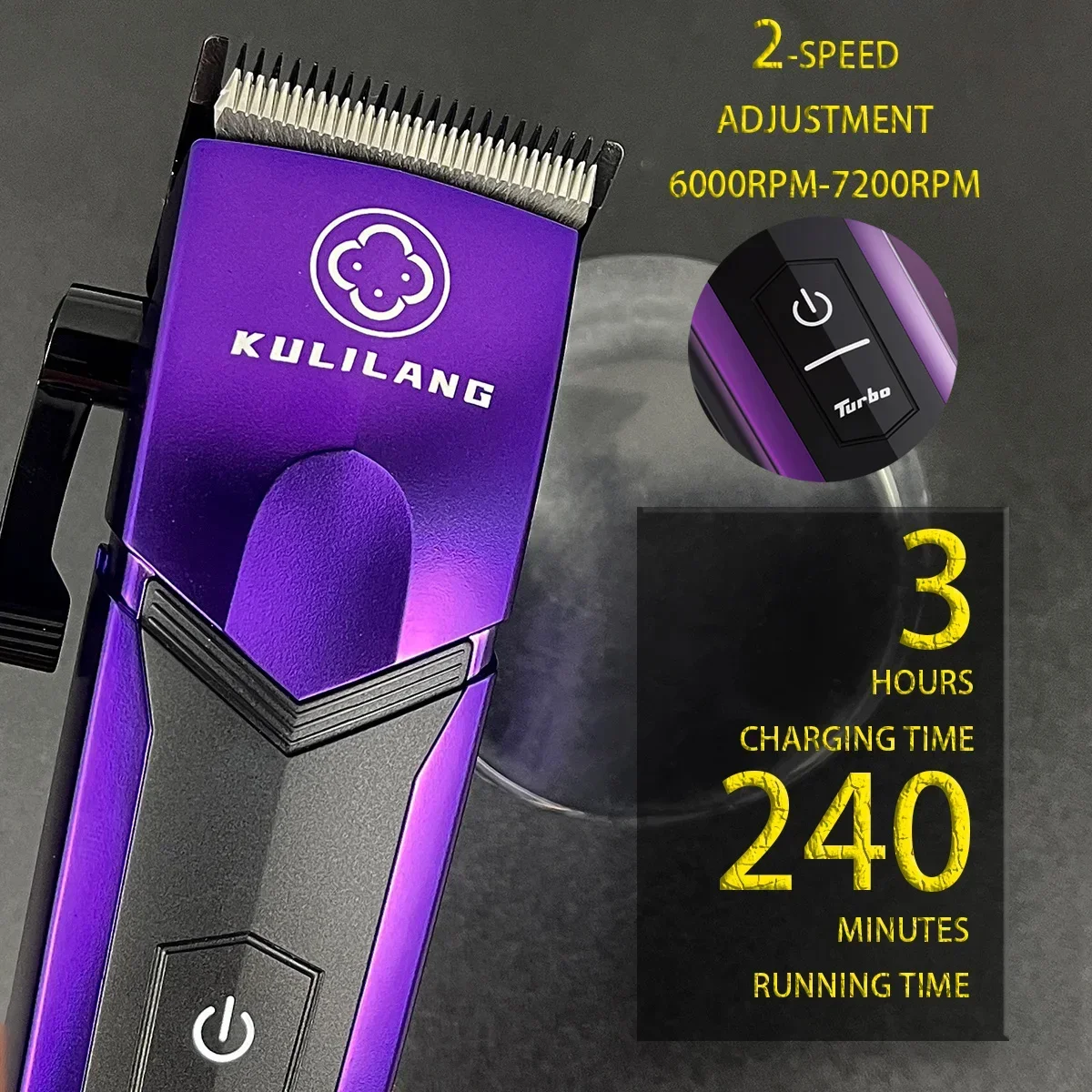 KULILANG R77F R55F R11F Professional Barber Gradient Electric Hair Clipper Titanium Plated FADE Blade 7200rpm Hair Salon Trimmer